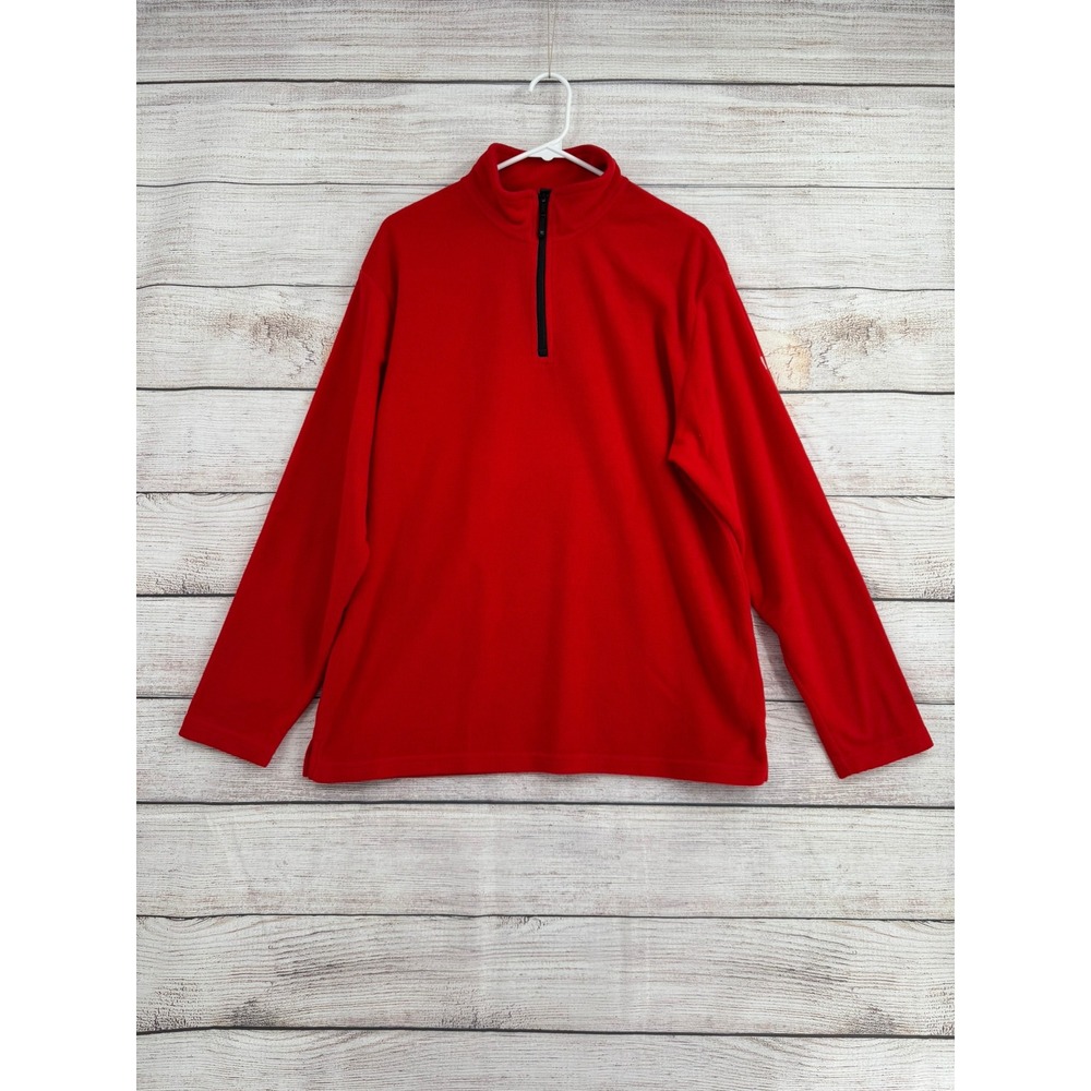 Apple Quarter Zip Pullover Mens Large Red Fleece Employee Exclusive